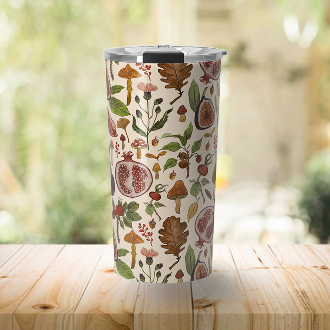 Rose Hips, Fruit, and Leaves Travel Mug - Mystic Mug