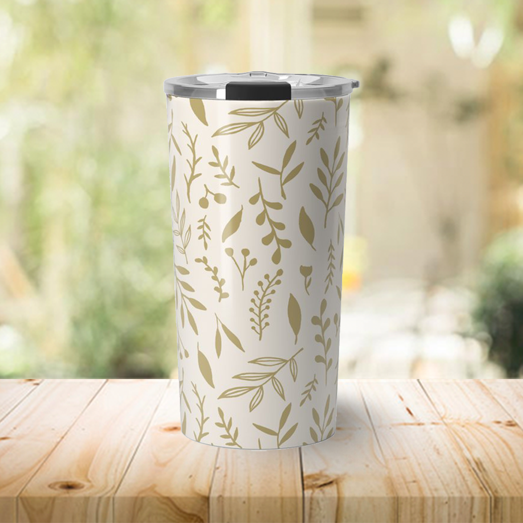 Gold Falling Leaves Travel Mug - Mystic Mug