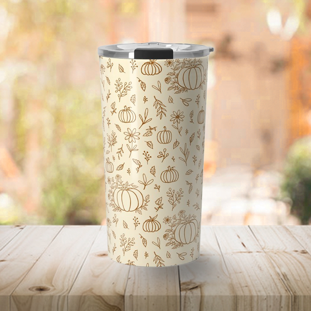 Floral Ink Pumpkin Travel Mug - Mystic Mug