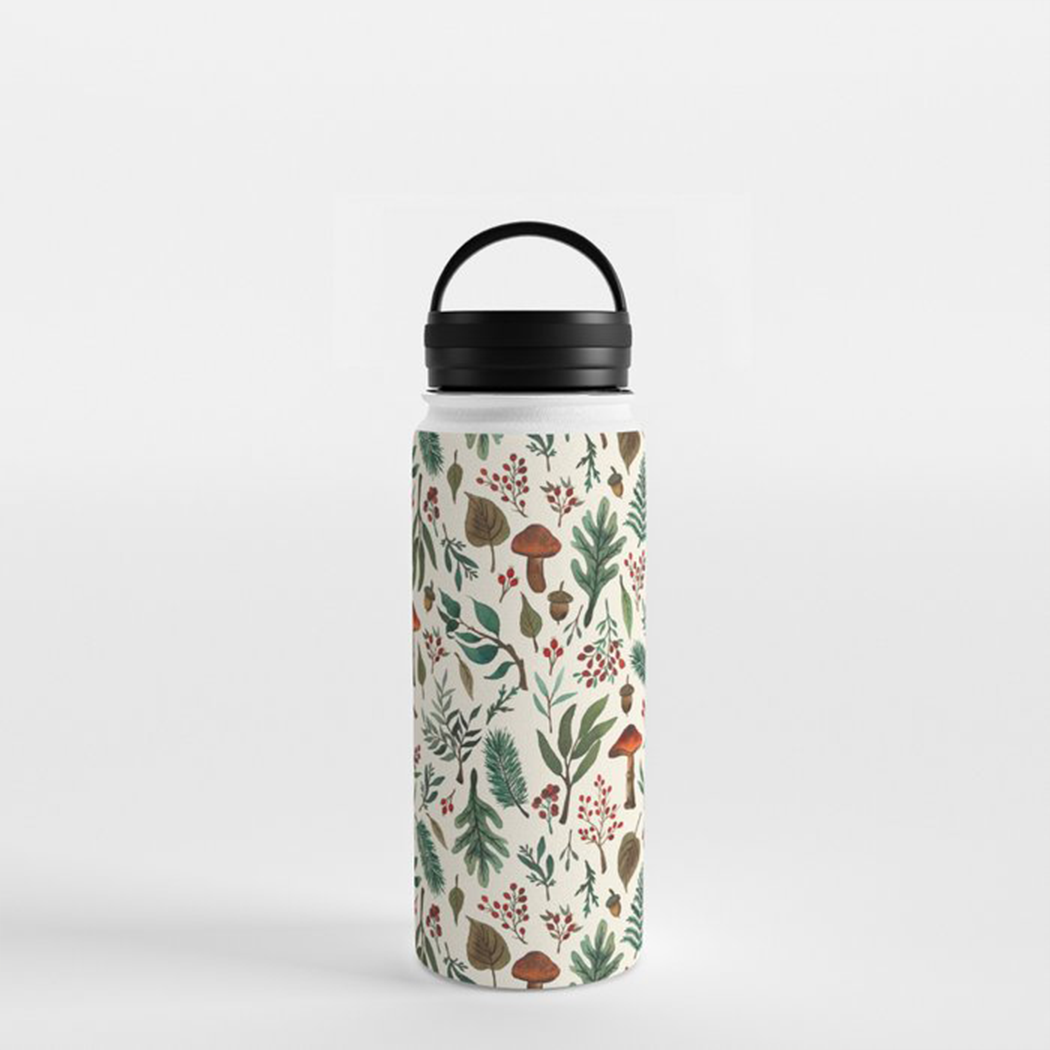 Mushroom Forest Handle Lid Water Bottle - Mystic Mug 