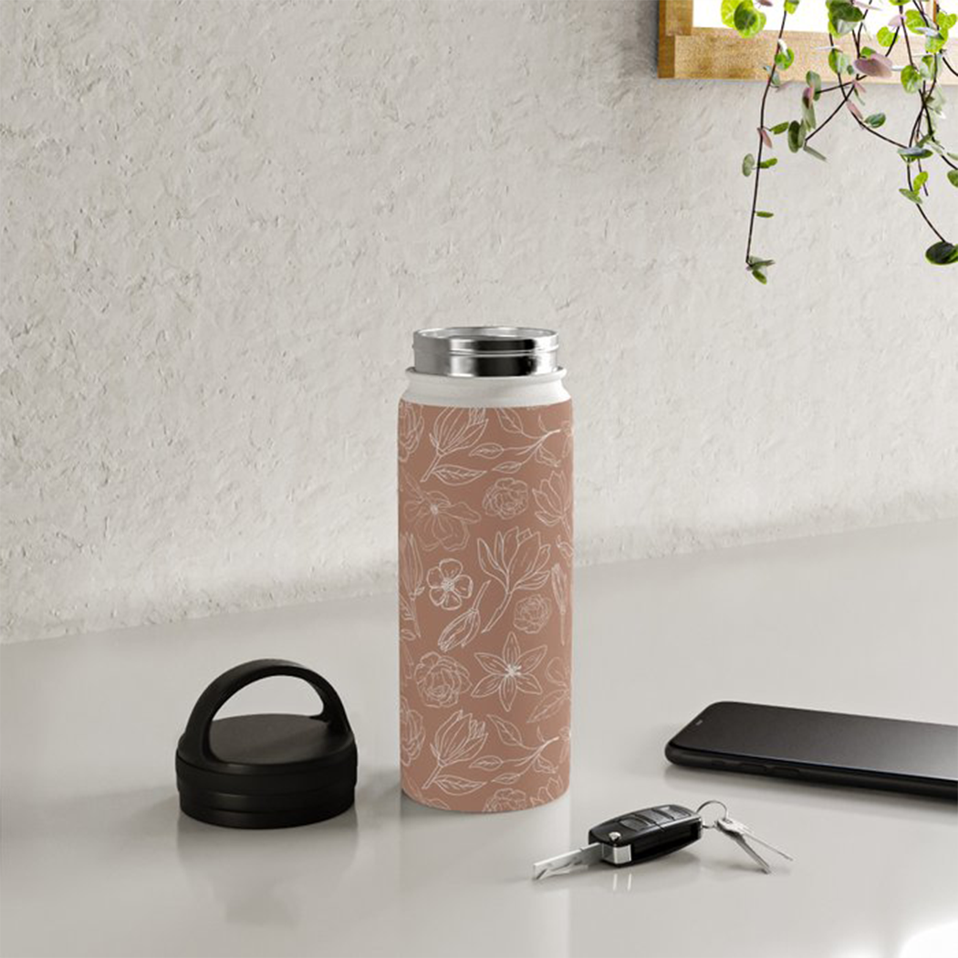 Copper Magnolia Handle Lid Water Bottle - Mystic Mug 