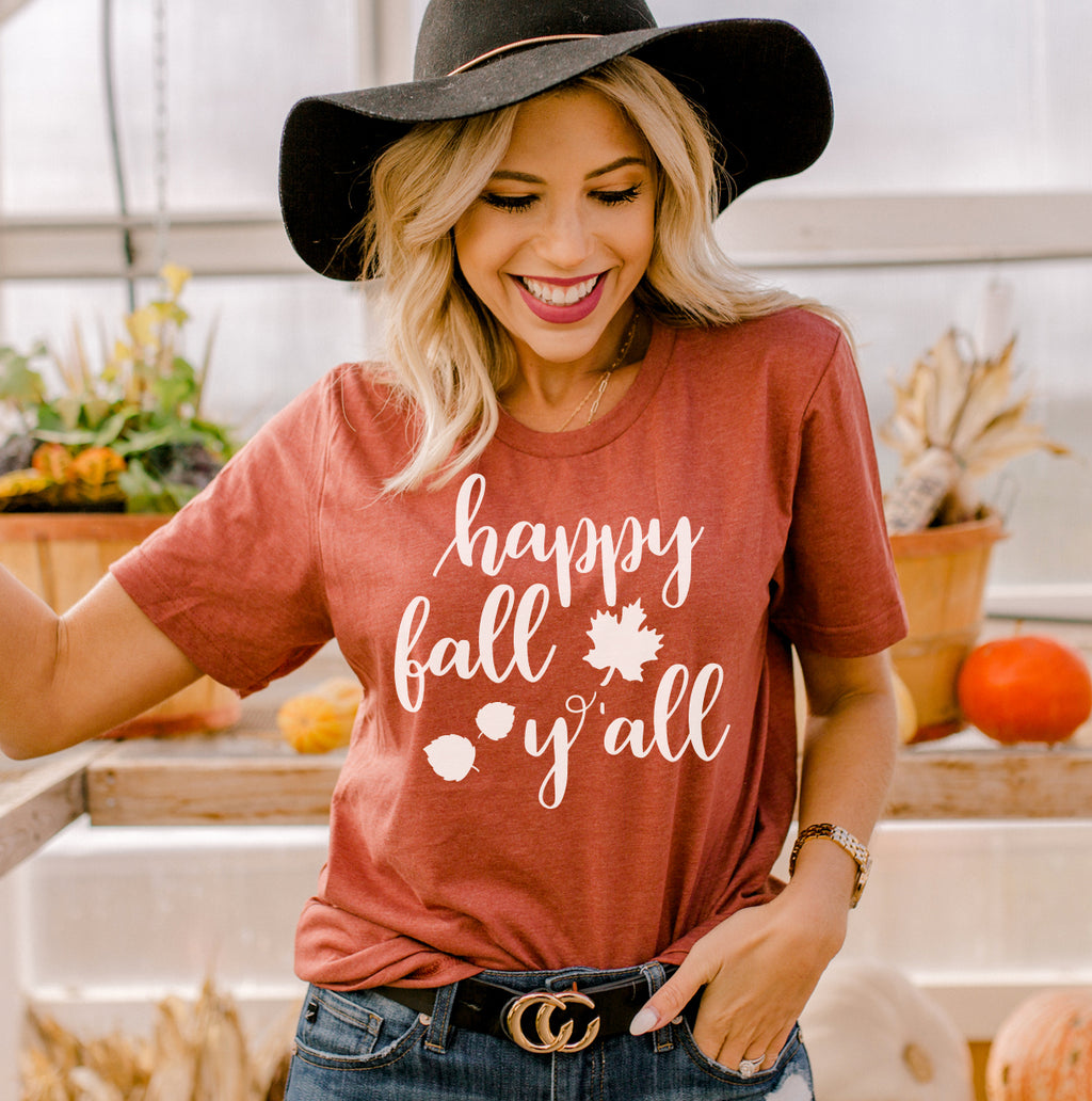 Happy Fall Y'all T-shirt - Mystic Mug 