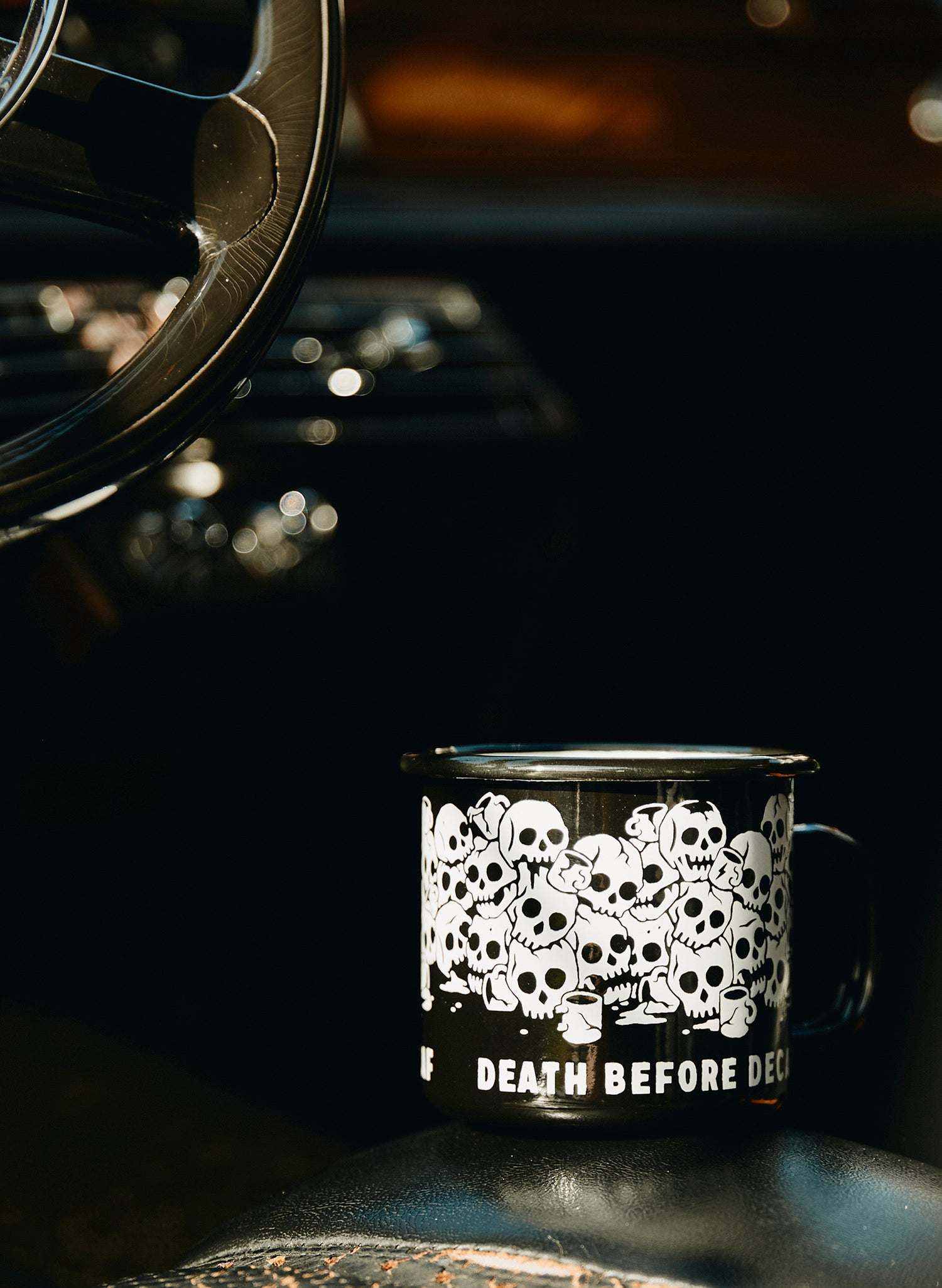 Death Before Decaf Enamel Mug - Mystic Mug 