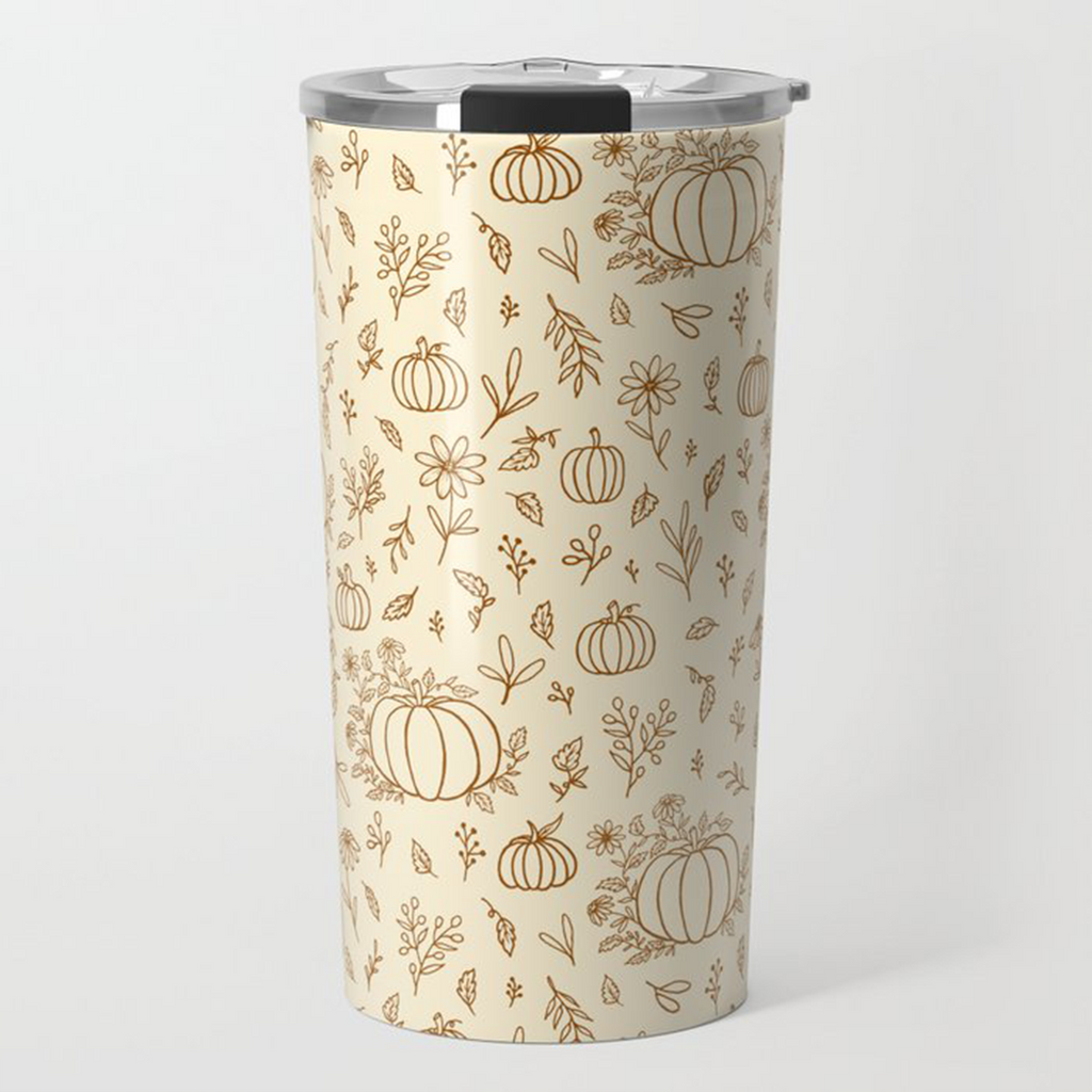 Floral Ink Pumpkin Travel Mug - Mystic Mug 