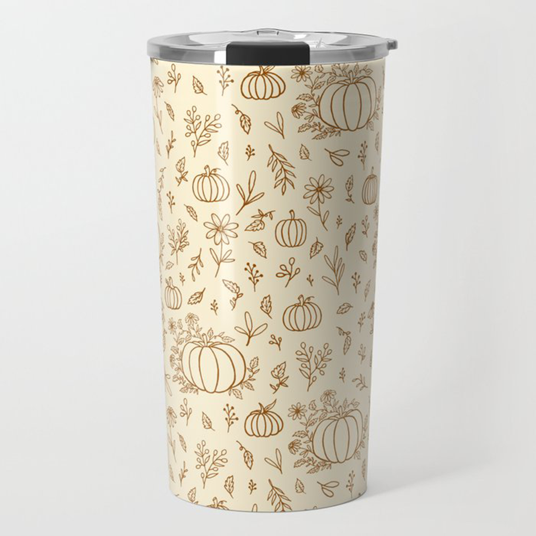 Floral Ink Pumpkin Travel Mug - Mystic Mug 