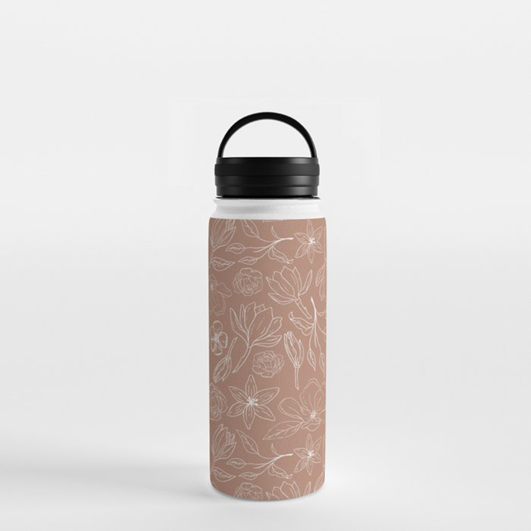 Copper Magnolia Handle Lid Water Bottle - Mystic Mug 