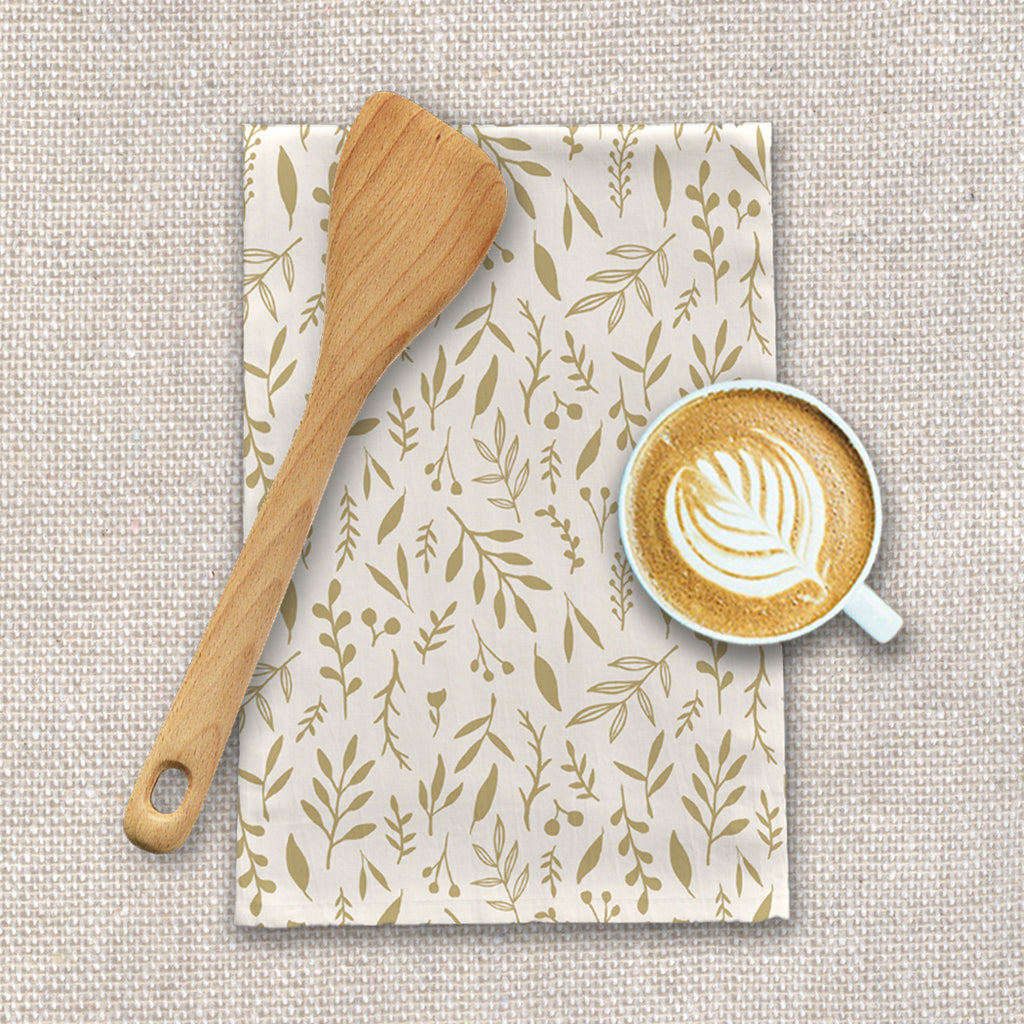 Gold Falling Leaves Tea Towel - Mystic Mug 