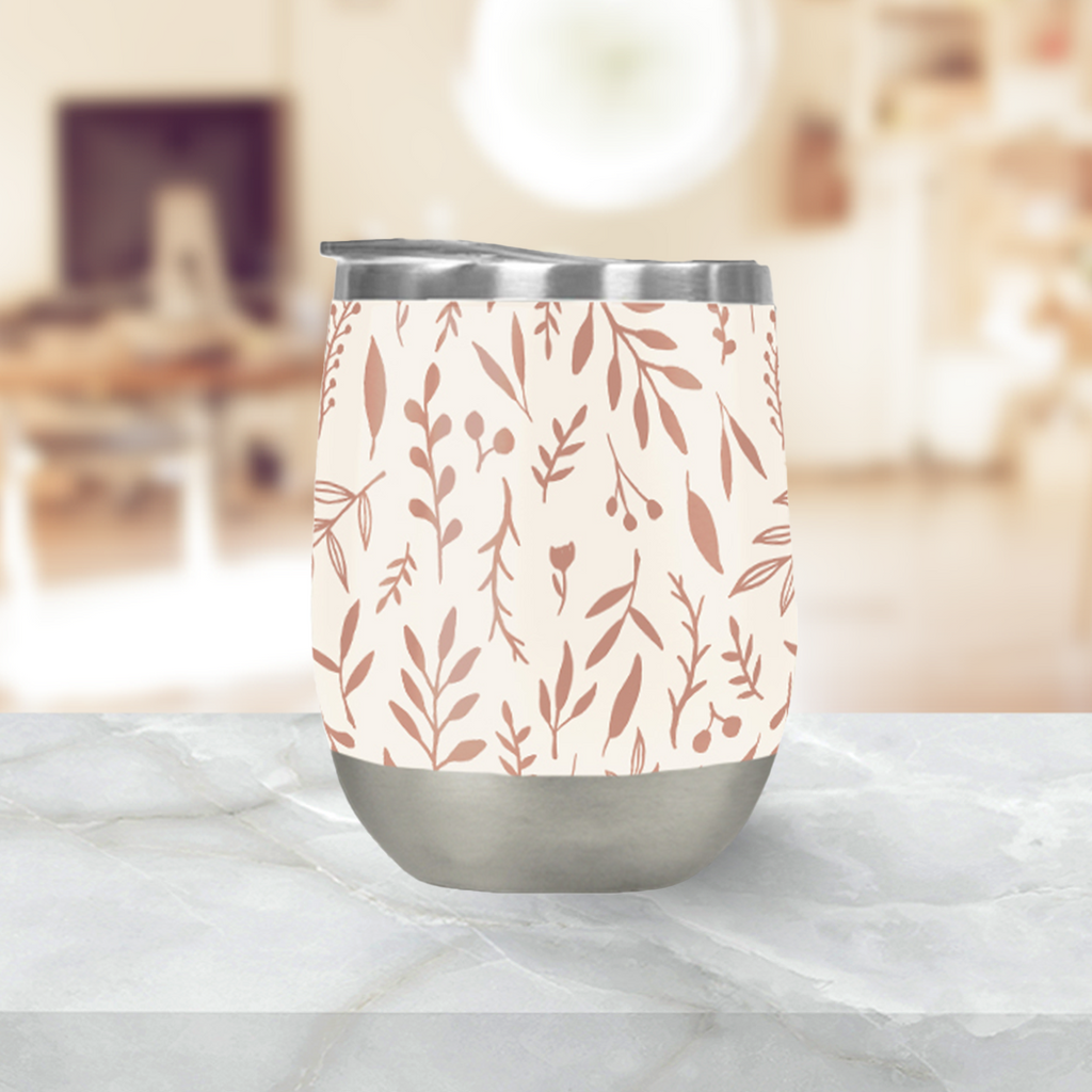Pink Falling Leaves Wine Tumbler - Mystic Mug 