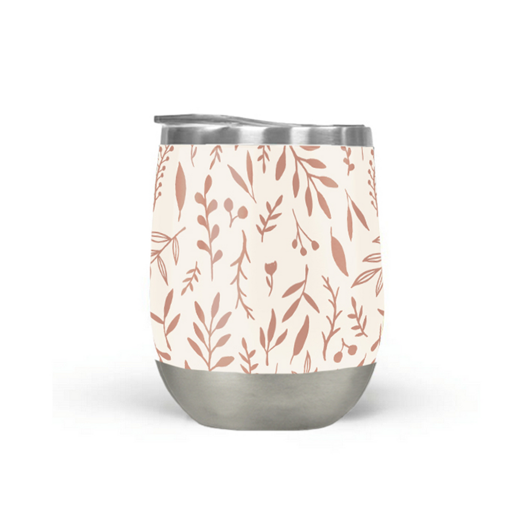 Pink Falling Leaves Wine Tumbler - Mystic Mug 