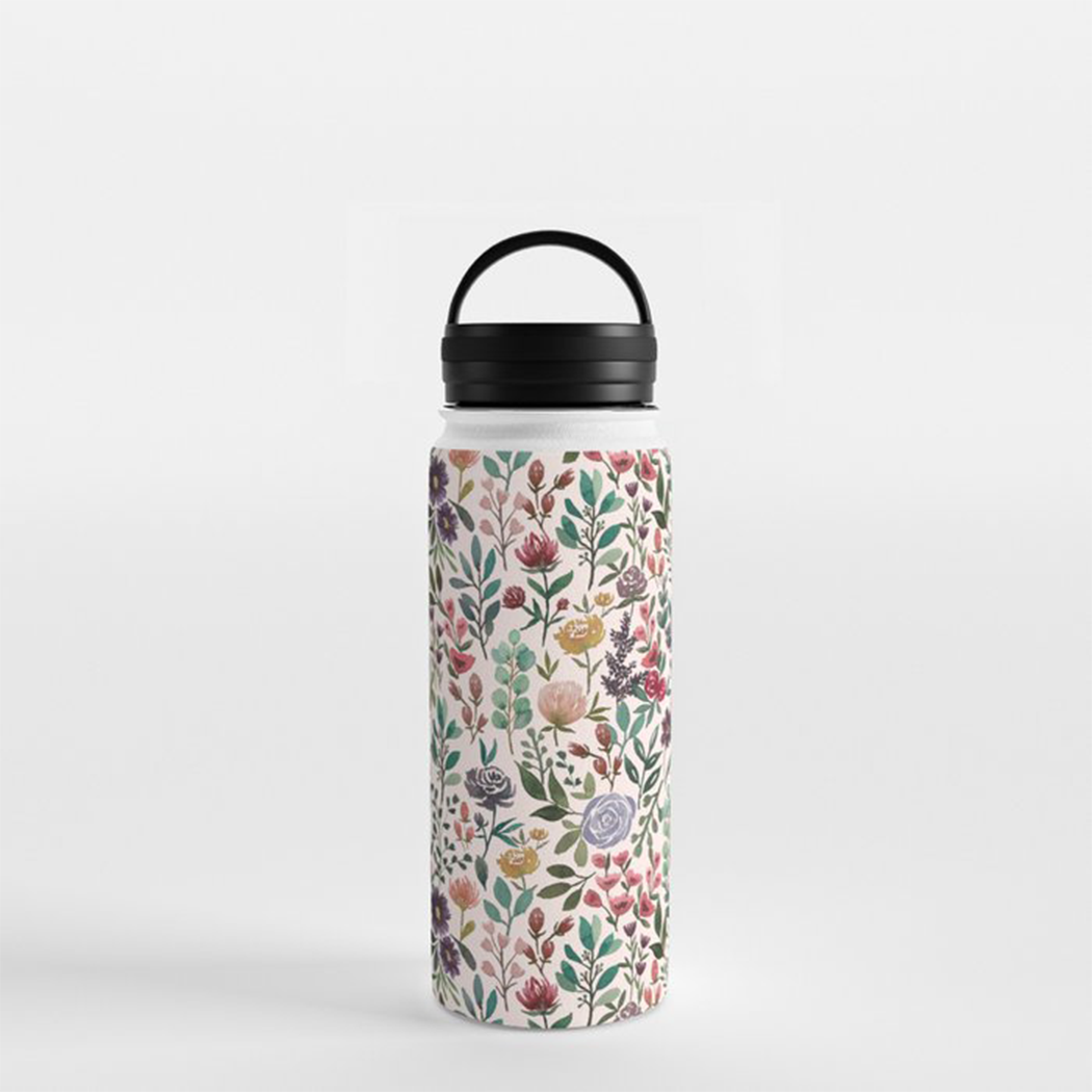 Spring Garden Flowers Handle Lid Water Bottle - Mystic Mug 
