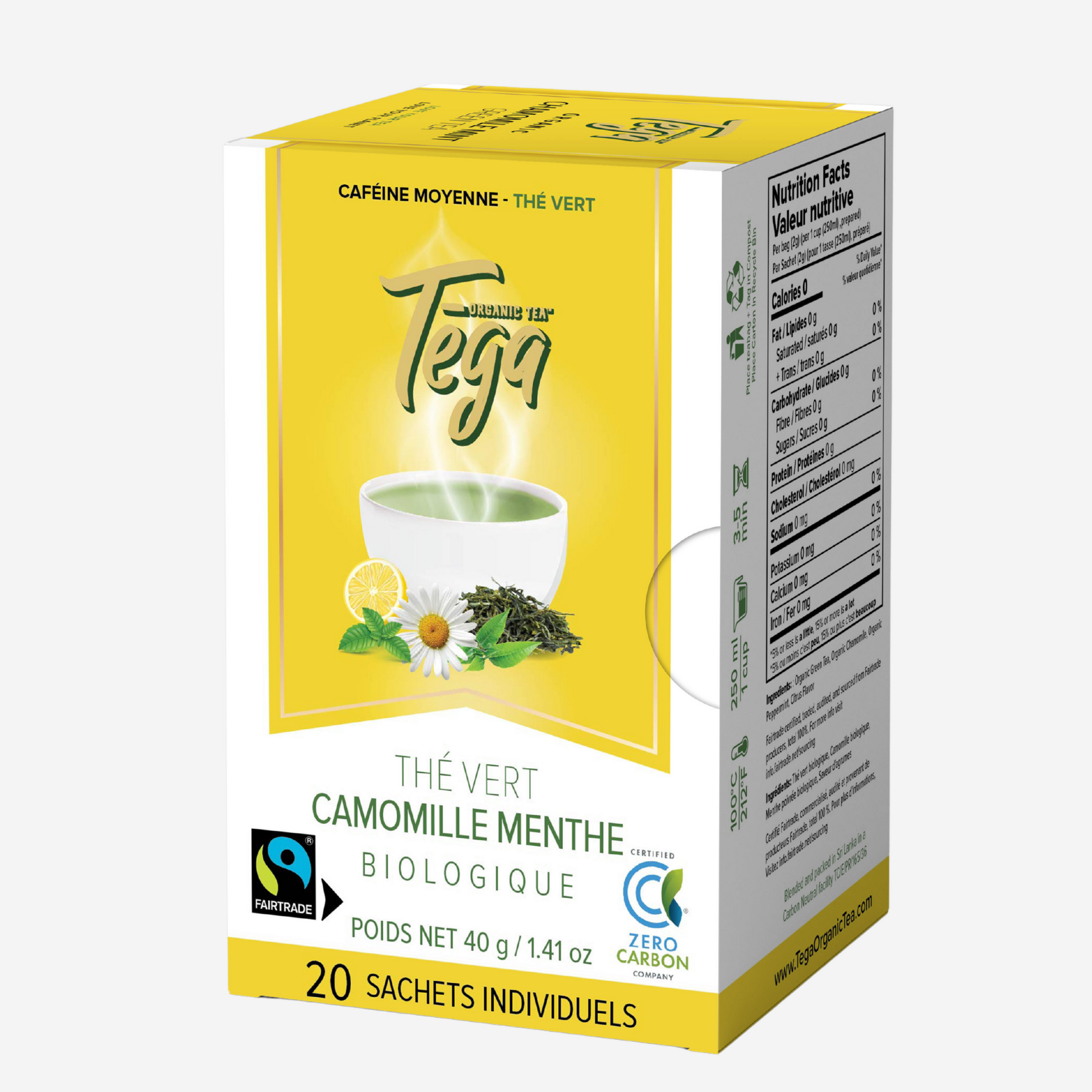 Chamomile Mint Green Tea w. Citrus Organic Fairtrade 20ct - Mystic Mug 