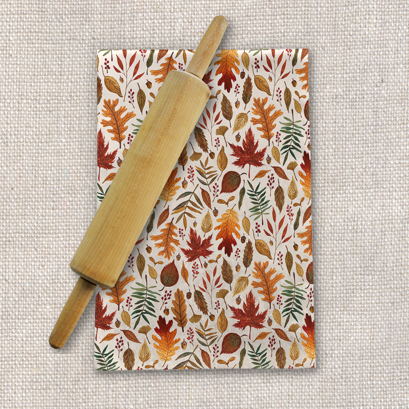 Watercolor Fall Leaves Tea Towel - Mystic Mug 