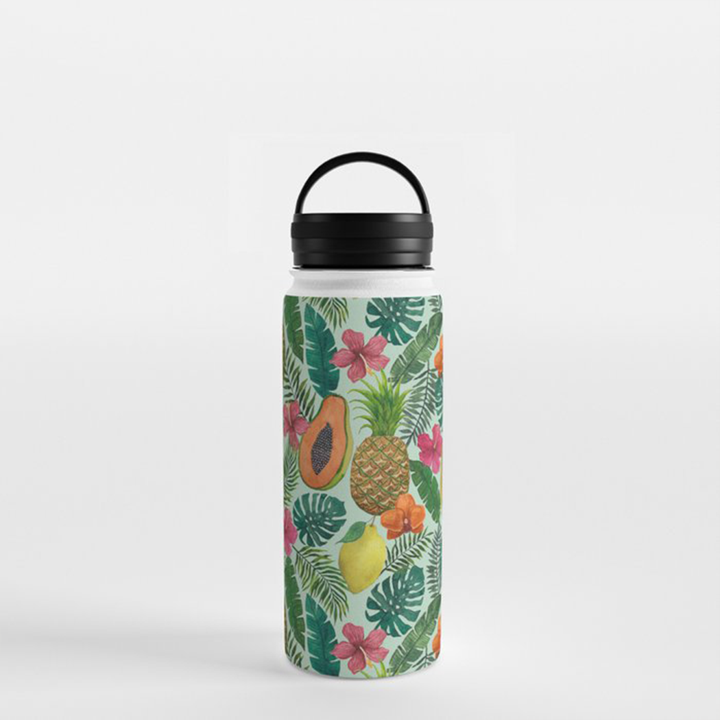 Pineapple and Papaya Handle Lid Water Bottle - Mystic Mug 