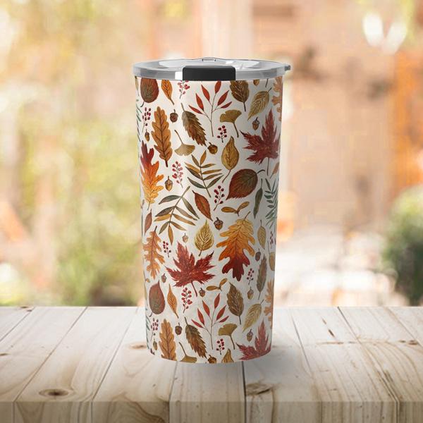 Watercolor Fall Leaves Travel Mug - Mystic Mug 