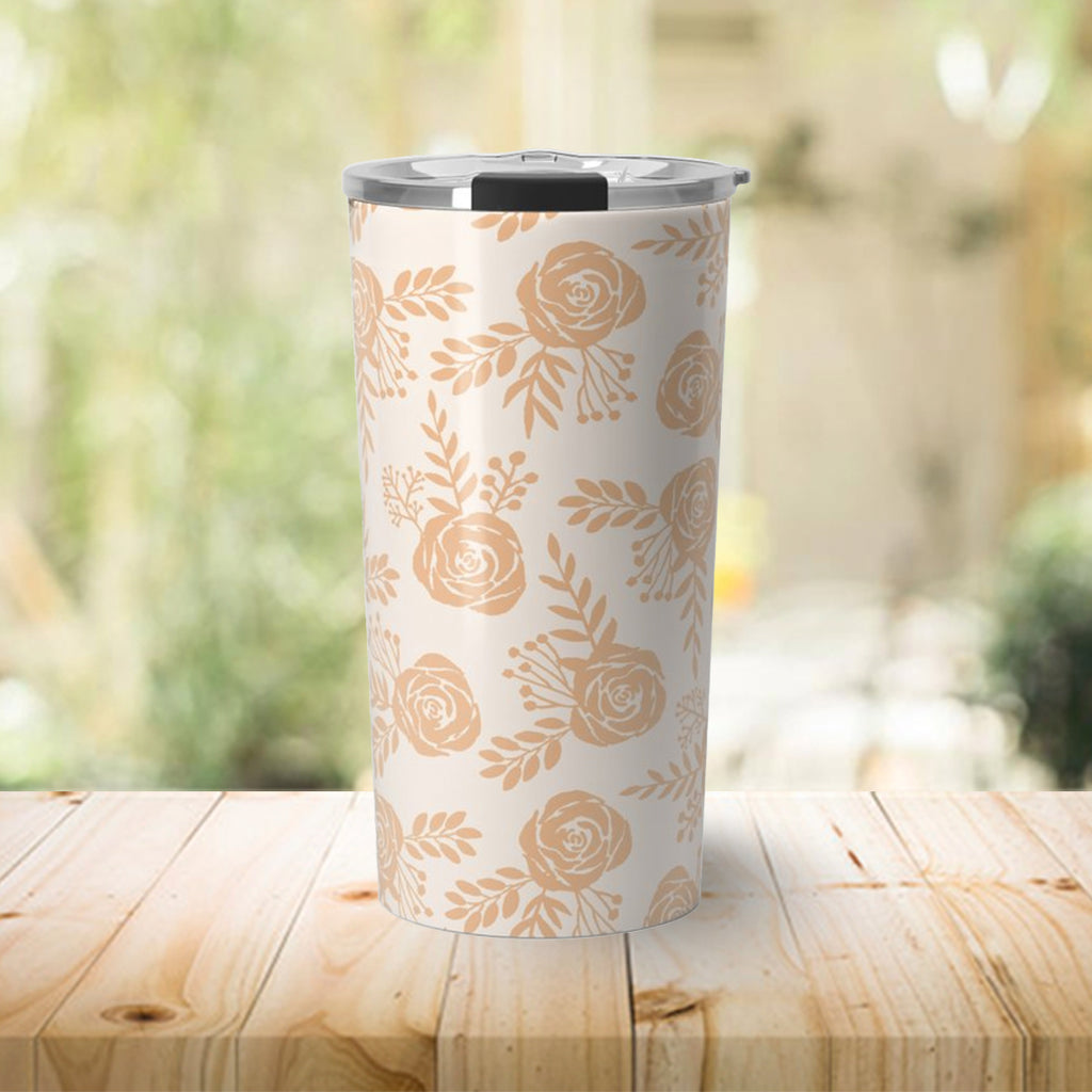 Light Orange Floral Travel Mug - Mystic Mug 