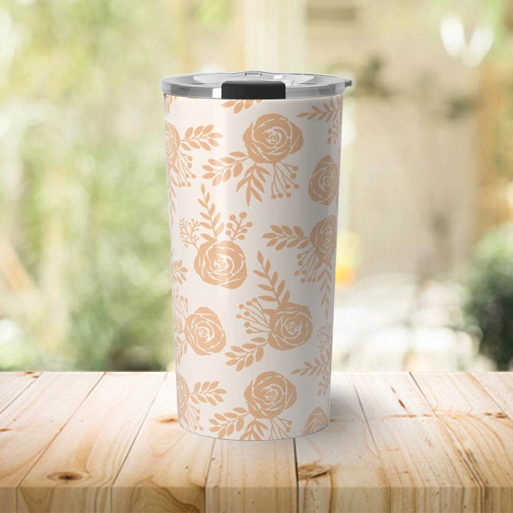 Light Orange Floral Travel Mug - Mystic Mug 